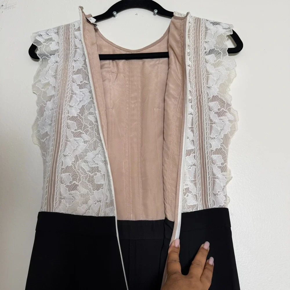 Reiss Suzy Lace Top Detail Jumpsuit Women's Size 4‎ (XS) Crew Neck Sleeveless